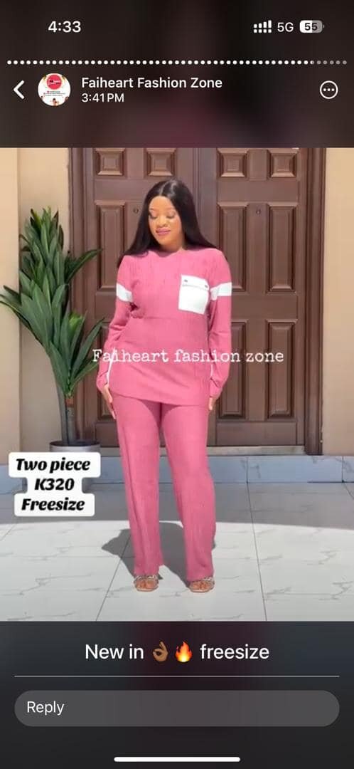 Women's set, pink tunic and trousers
