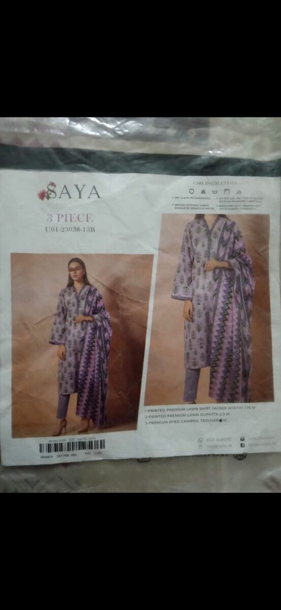 3 piece unstiched lawn suit.