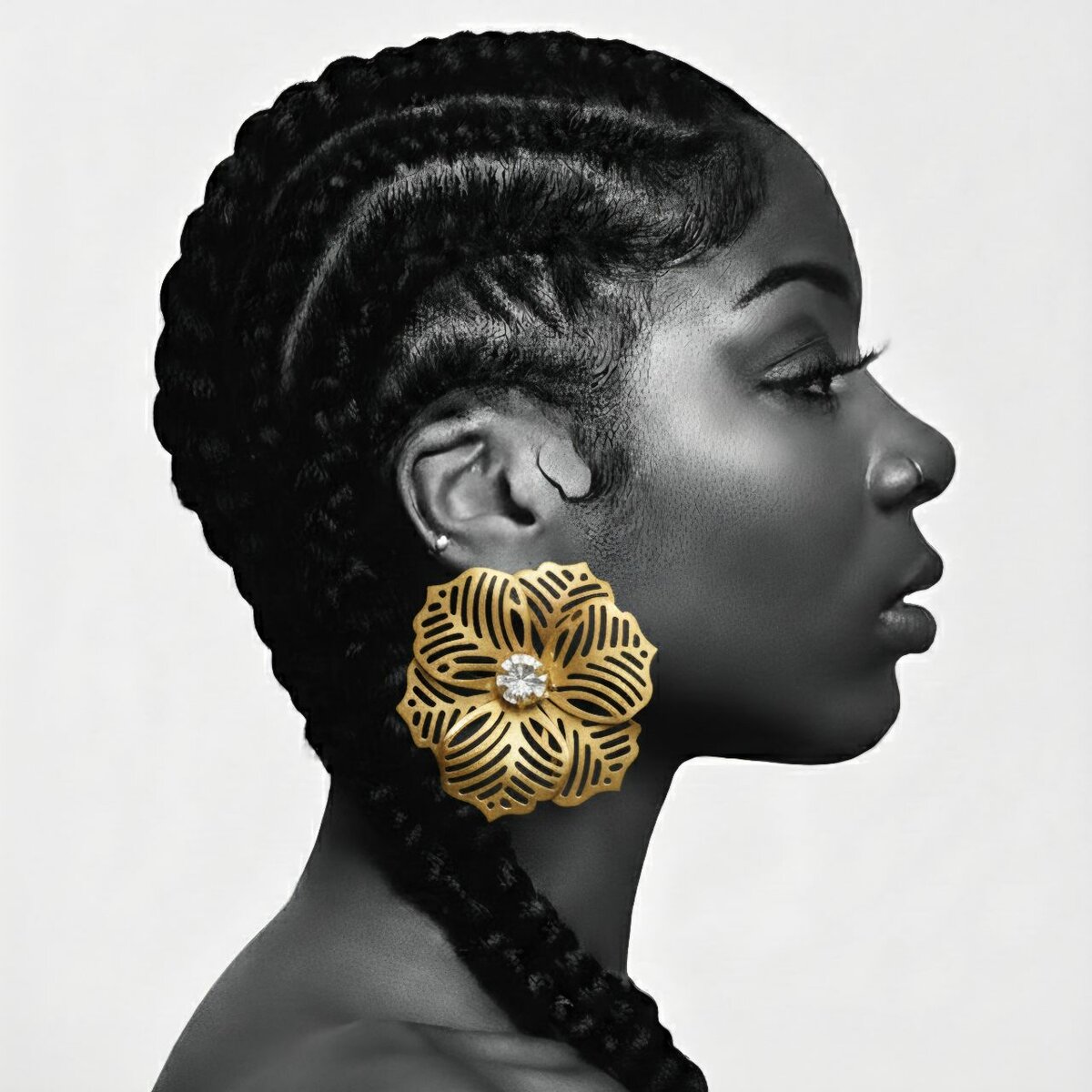 Boucles d'oreilles florales dorées