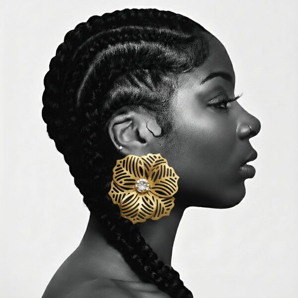 Boucles d'oreilles florales dorées