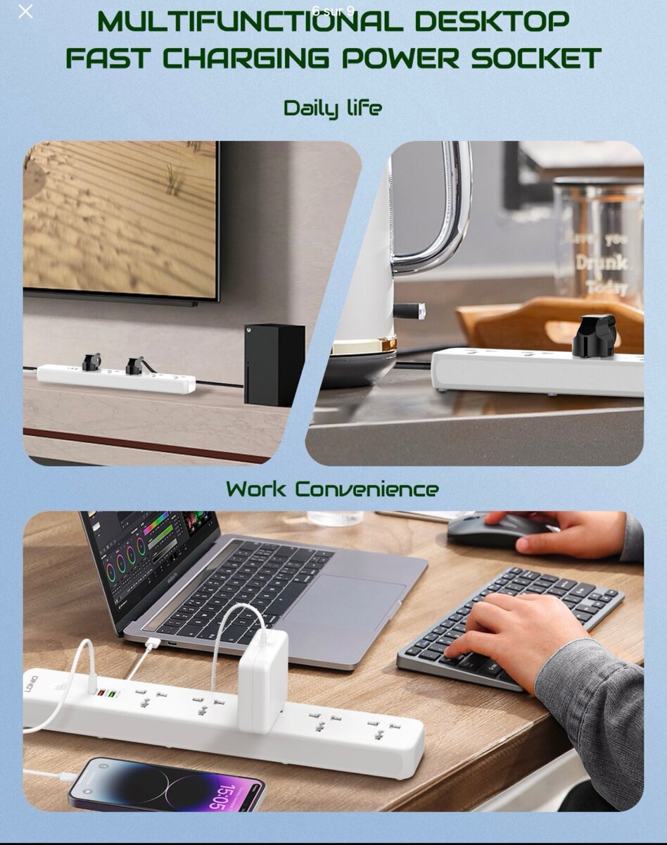 LDNIO SC5319 rallonge multiprise avec 5 prises de courant AC