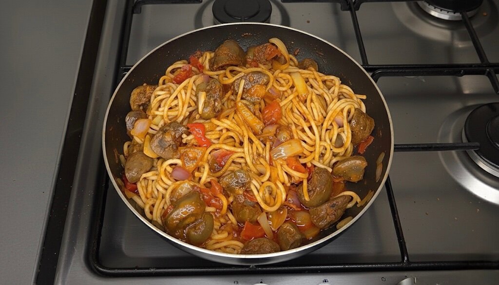 Pâtes aux légumes mijotés