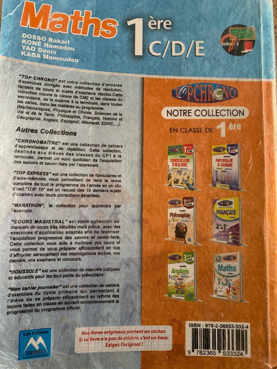 Annales Maths 1ère C/D/E