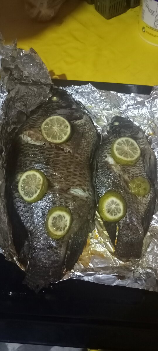 Foiled paper grilled fish
