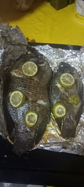 Foiled paper grilled fish