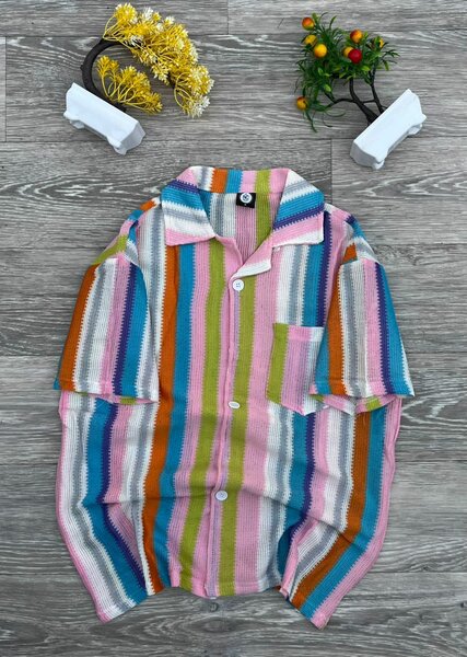 Chemise rayée multicolore