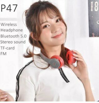 P47 Wireless Headphones - Bluetooth Foldable Headset with Microphone, FM Radio, TF Support - Perfect for PC, TV, Smartphones & Tablets