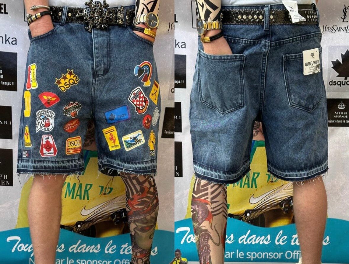 Shorts en jean avec patchs tendance