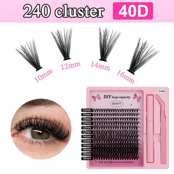 DIY CLUSTER EYE LASHES WITH TWIZER AND GLUE SET