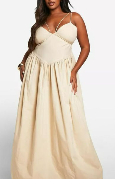 BOOHOO PLUS COTTON STRAPPY MAXI DRESS