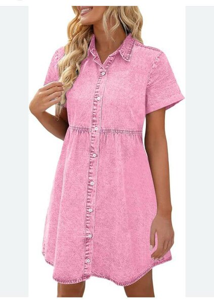 Robe chemise rose casual