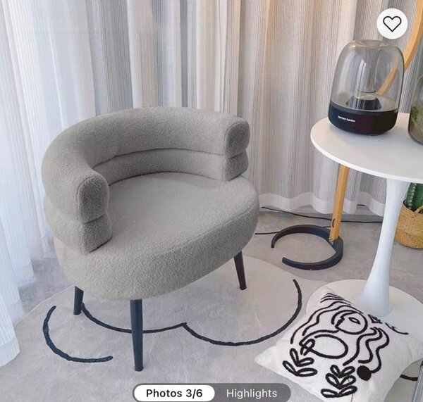 Fauteuil Bouclé Moderne Gris