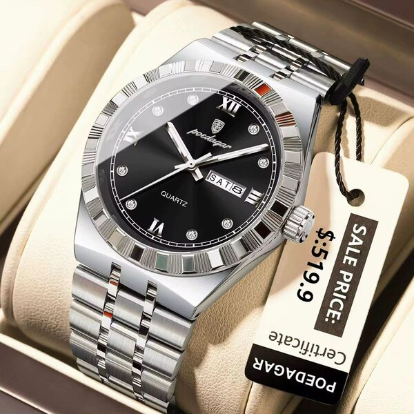 Montre de luxe en acier inoxydable