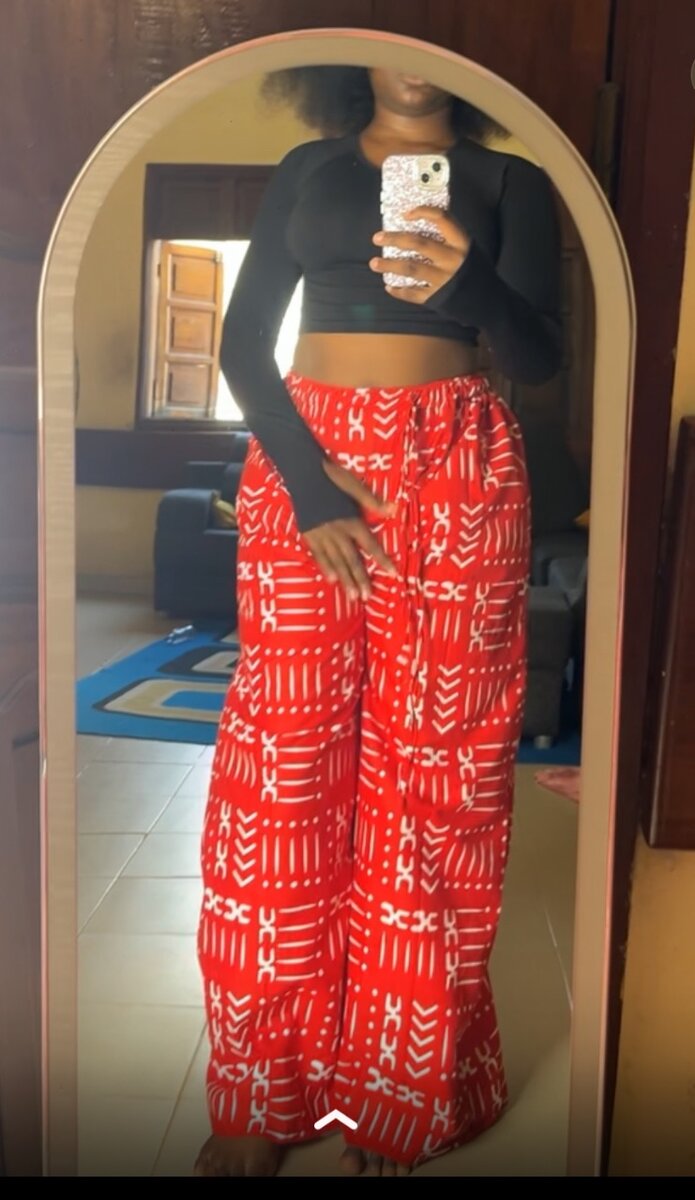 Pantalon large imprimé rouge