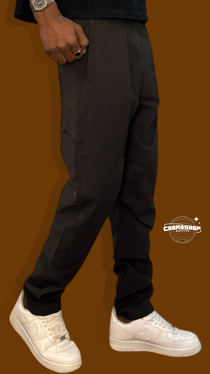 Pantalon cargo noir homme Charishop