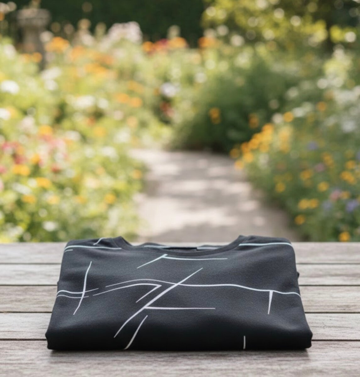 Sweat-shirt noir à motifs géométriques