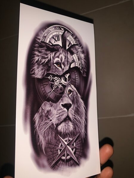 Sticker Lion Design Tattoo