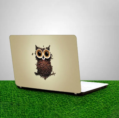 Owl Coffee Laptop Back Skin Sticker-Laptop Back Skin-Laptop Skin Vinyl Sticker Decal, 13 13.3 14.6 15 15.4 15.6 inch Laptop Skin Sticker Cover For All Laptops
