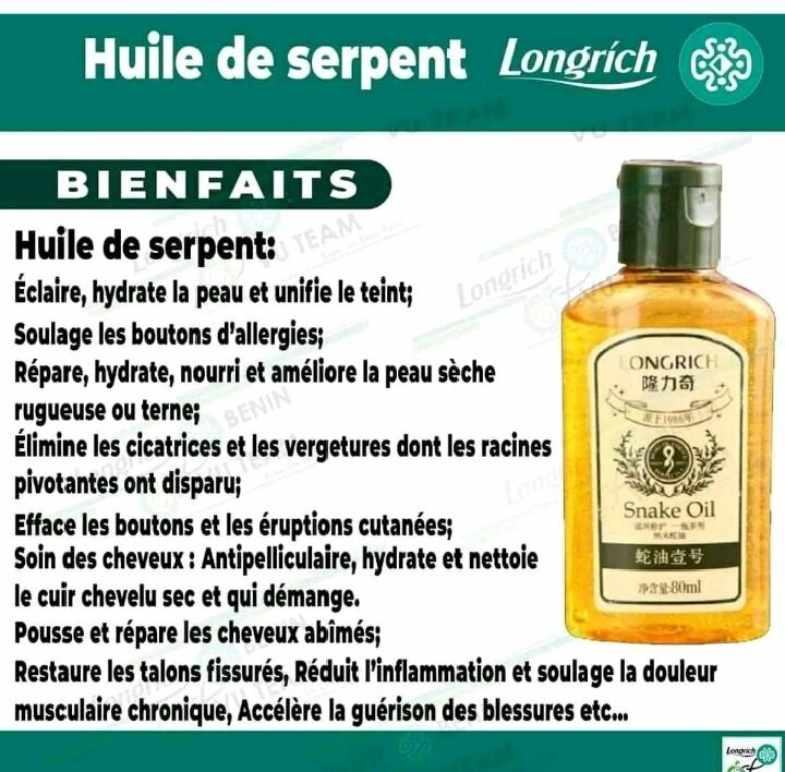 Huile de serpent Longrich