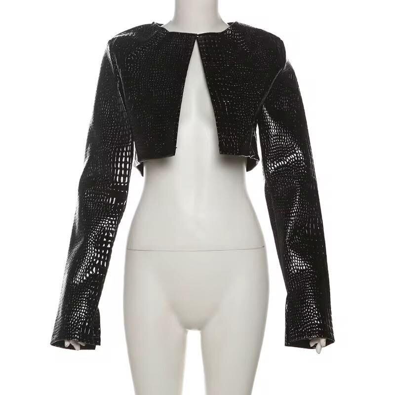 Veste courte en simili-crocodile