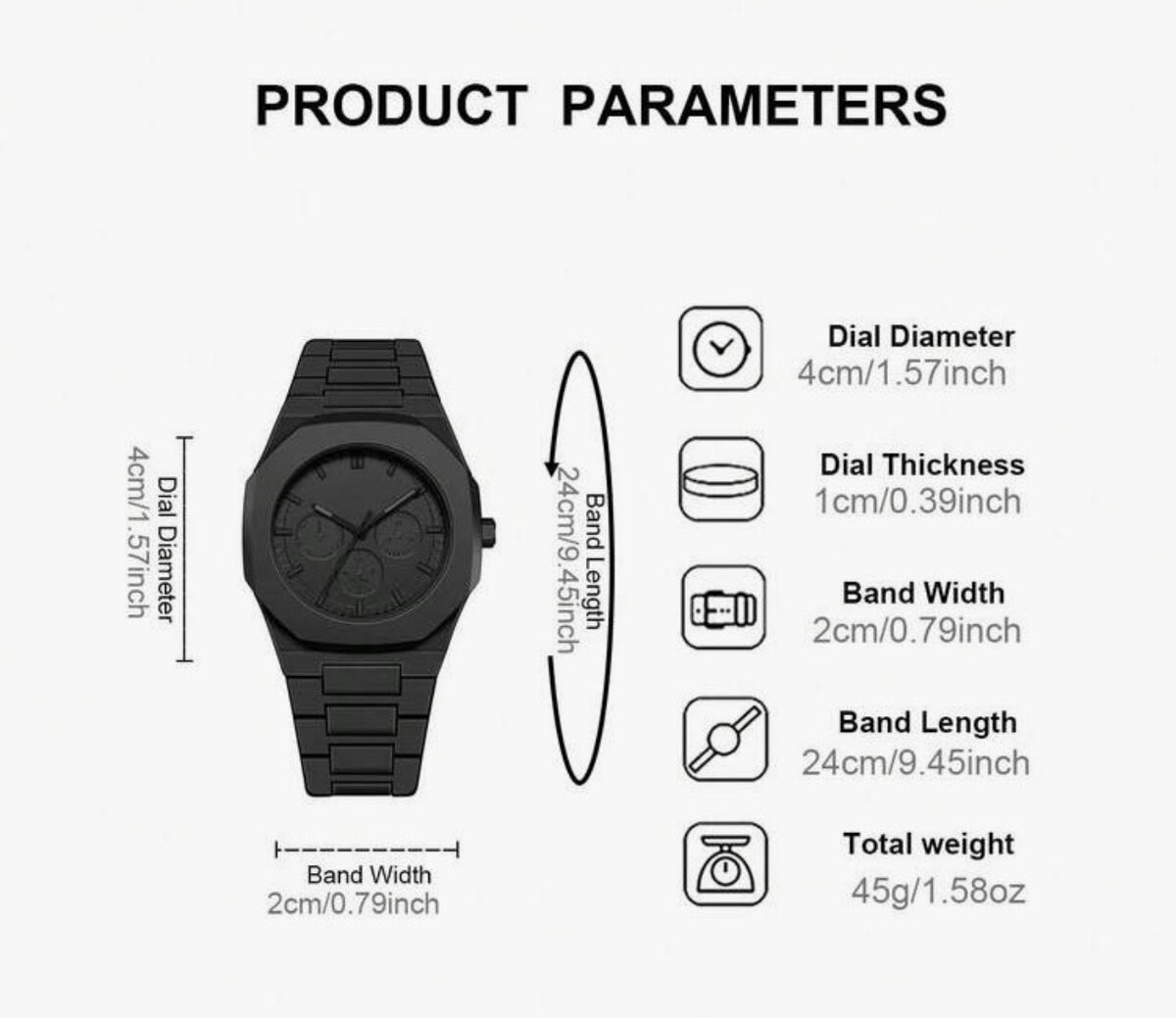 Montre Homme Minimaliste Noire