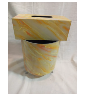PVC Sheet Tiles Color Wooden Round Dust Bin Set