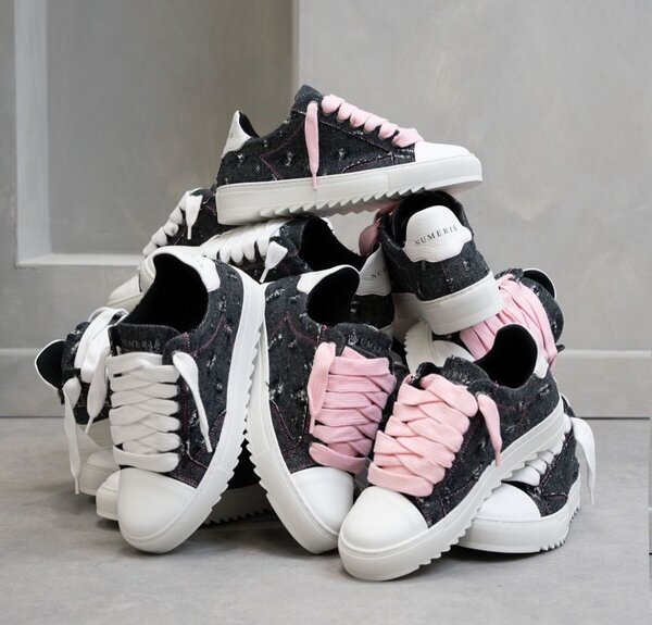 Baskets en denim à lacets