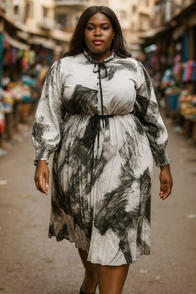 Robe Évasée Grande Taille Élégante Femme
