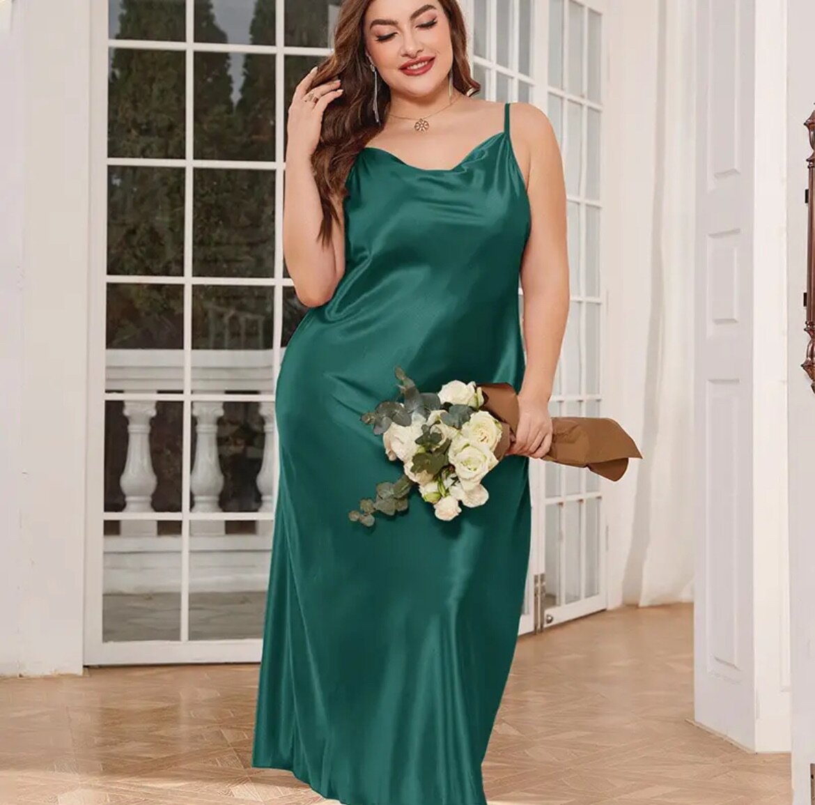 Атласные платья-комбинации больших размеров