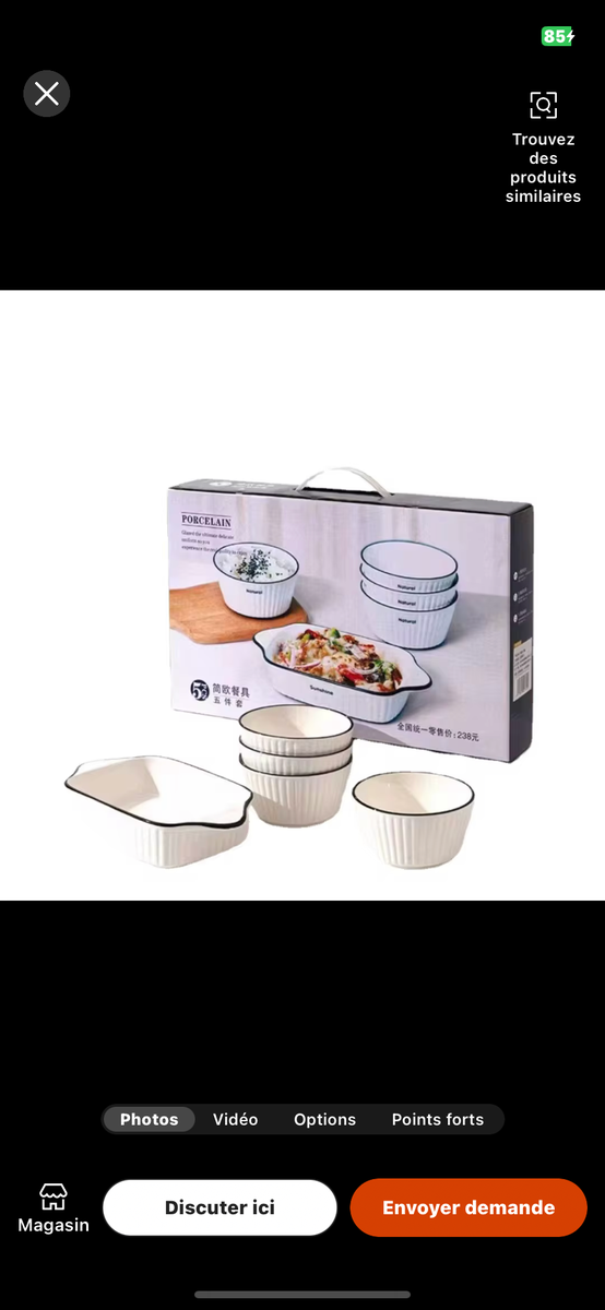 Set de plats en porcelaine moderne
