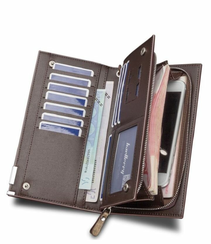 Portefeuille zippé -Noir marron