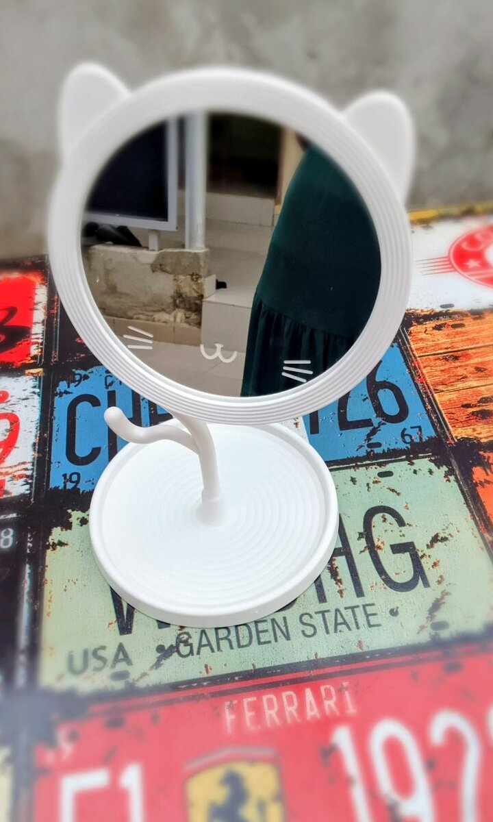 Miroir de Table Chat Blanc