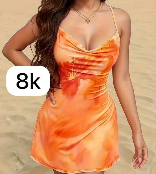 Robe d'été fleurie orange