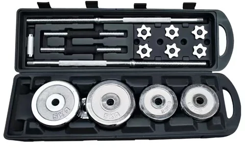 50kg adjustable Dumbbells and barbells in a case