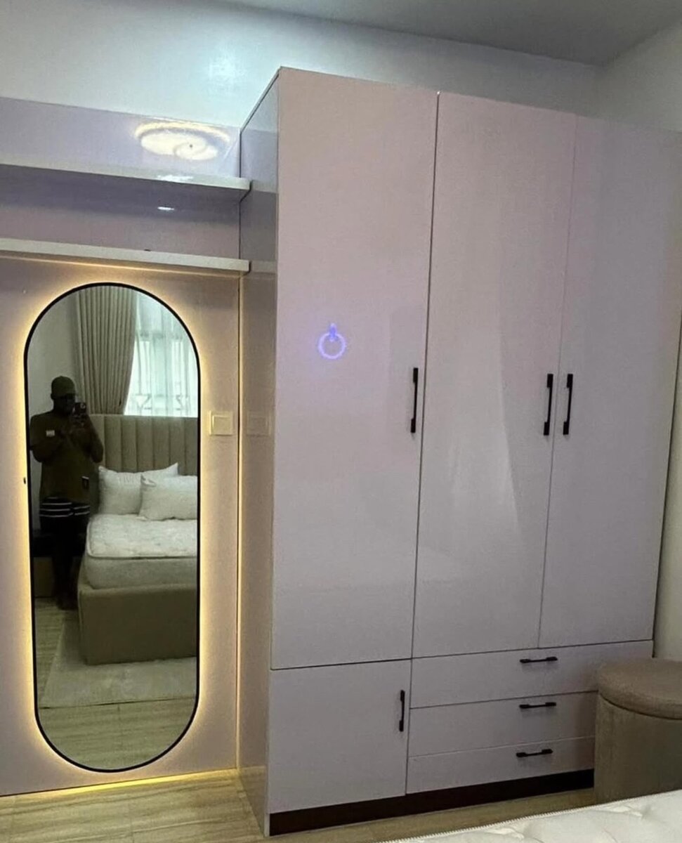 3-in-1 wardrobe with LED full body mirror