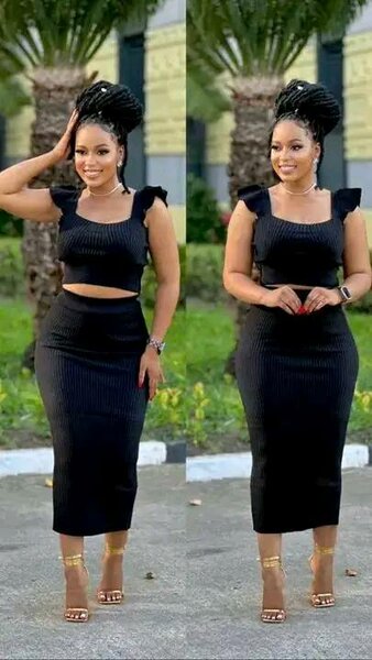 2-piece cotton suit, top and skirt