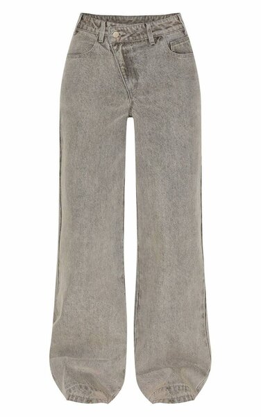 Wide-Leg Grey Jeans