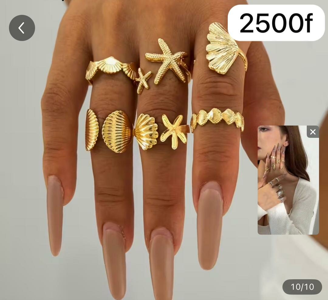 Bague coquillage dorée