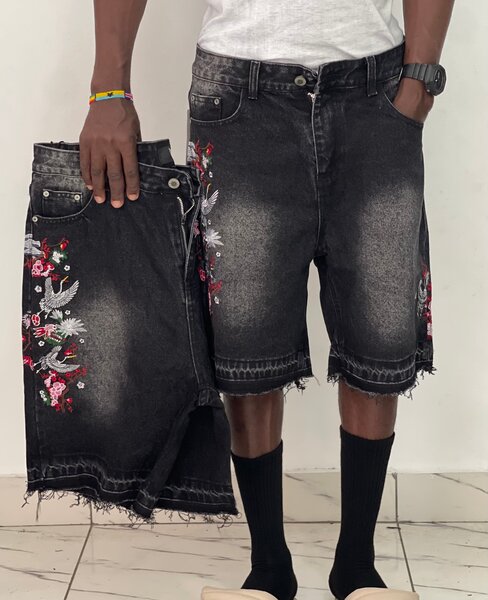 Shorts en jean brodés homme