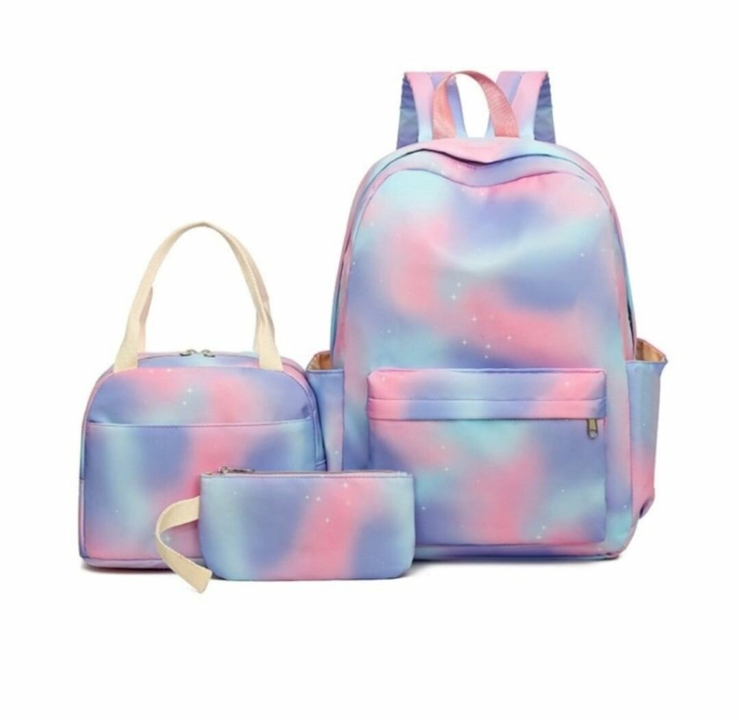 3PCS / SET HIGH CAPACITY BACKPACK TIE-DYED KIDS SCHOOL BOOKB