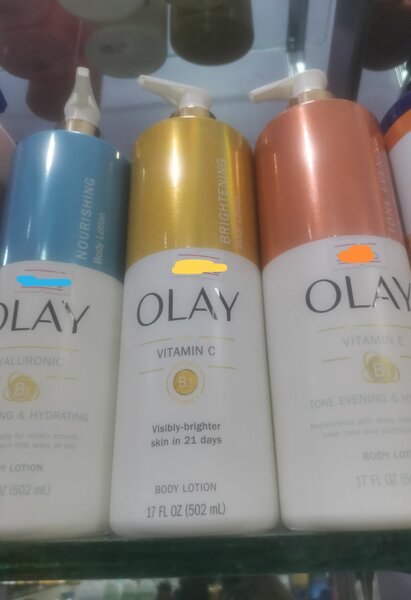 Olay lotion and shower gel