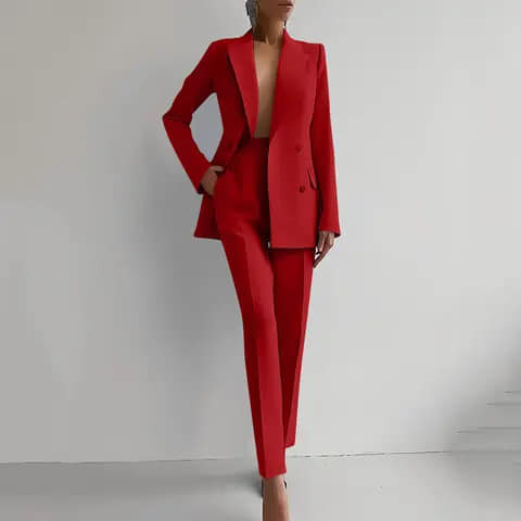 Two-piece suit for women, red