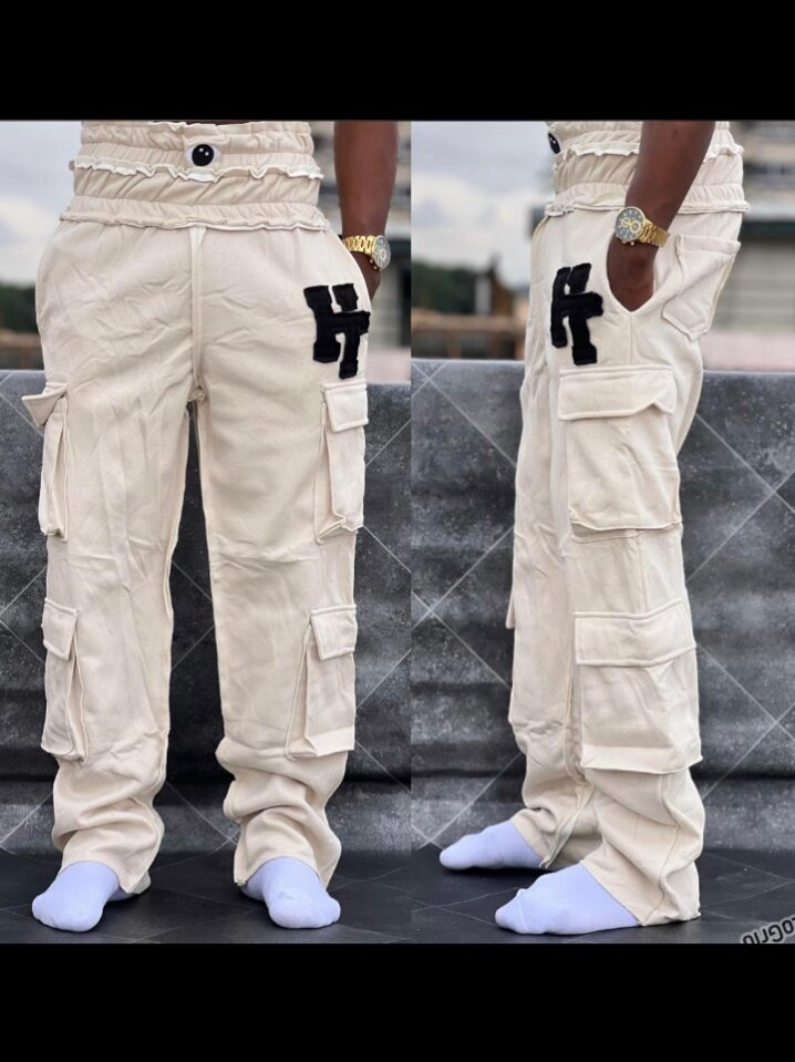 Pantalon cargo beige homme