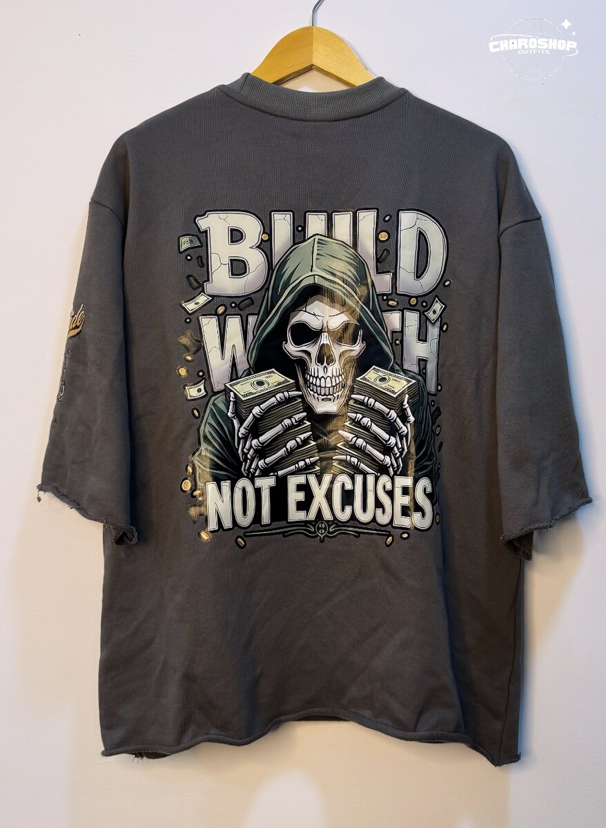 T-shirt streetwear grise imprimée