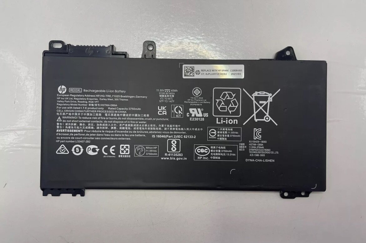 Batterie RE03XL L32656-005 HP d'origine pour ordinateur port