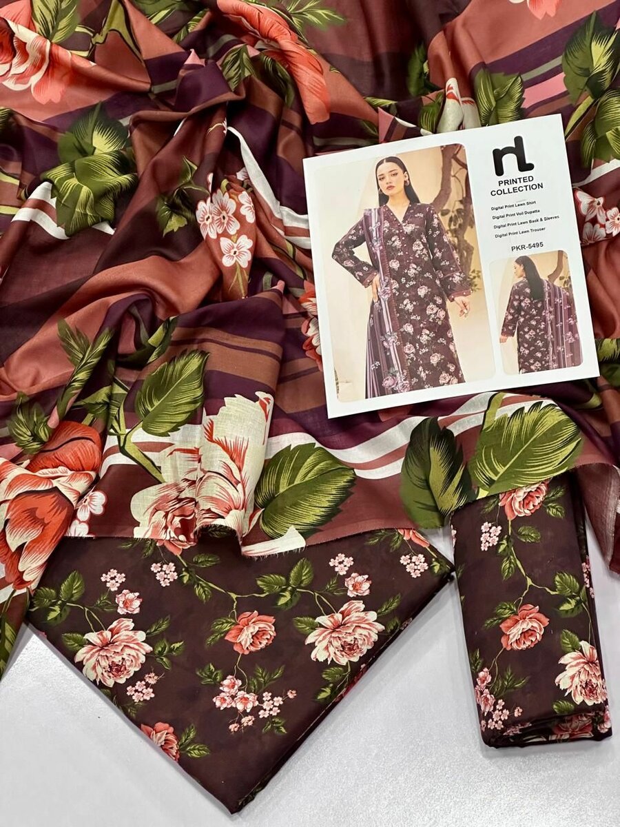 Printed lawn suit