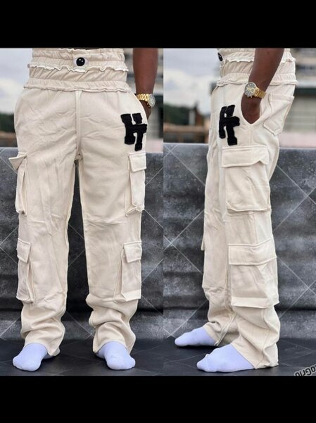 Pantalon cargo beige pour hommes