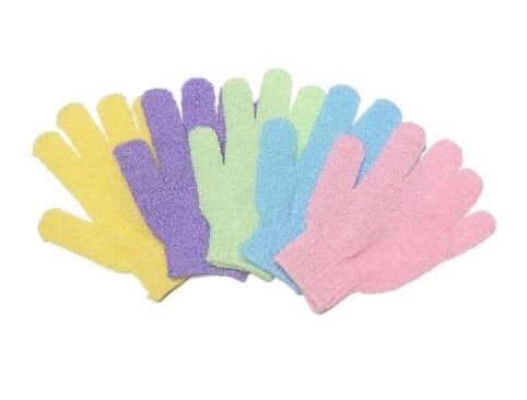 Gants exfoliants colorés