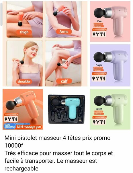 Mini pistolet masseur 4 têtes
