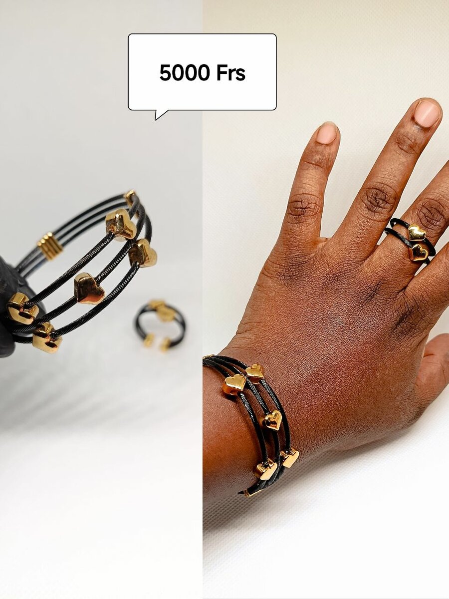 Bracelet et Bague Cœur